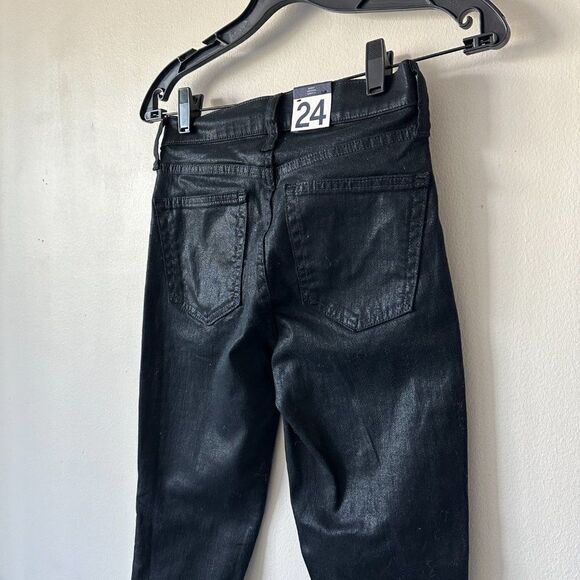 GAP Black Coated High Rise True Skinny Jeans with Washwell - Size 24-00R - Picture 15 of 16